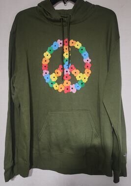 The phluid project peace sign green hoodie women's large